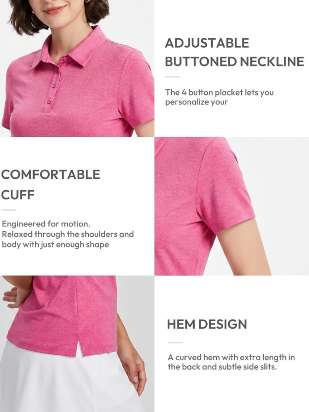 Stylish Women's Golf Polo Shirts - Short Sleeve, Perfect for Sports & Casual - Picture 3 of 6